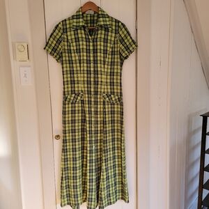Long vintage dress - green and marine blue